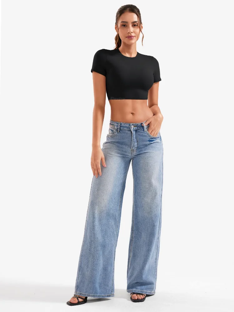 VOYJOY Crew-Neck Crop Tee, view 3