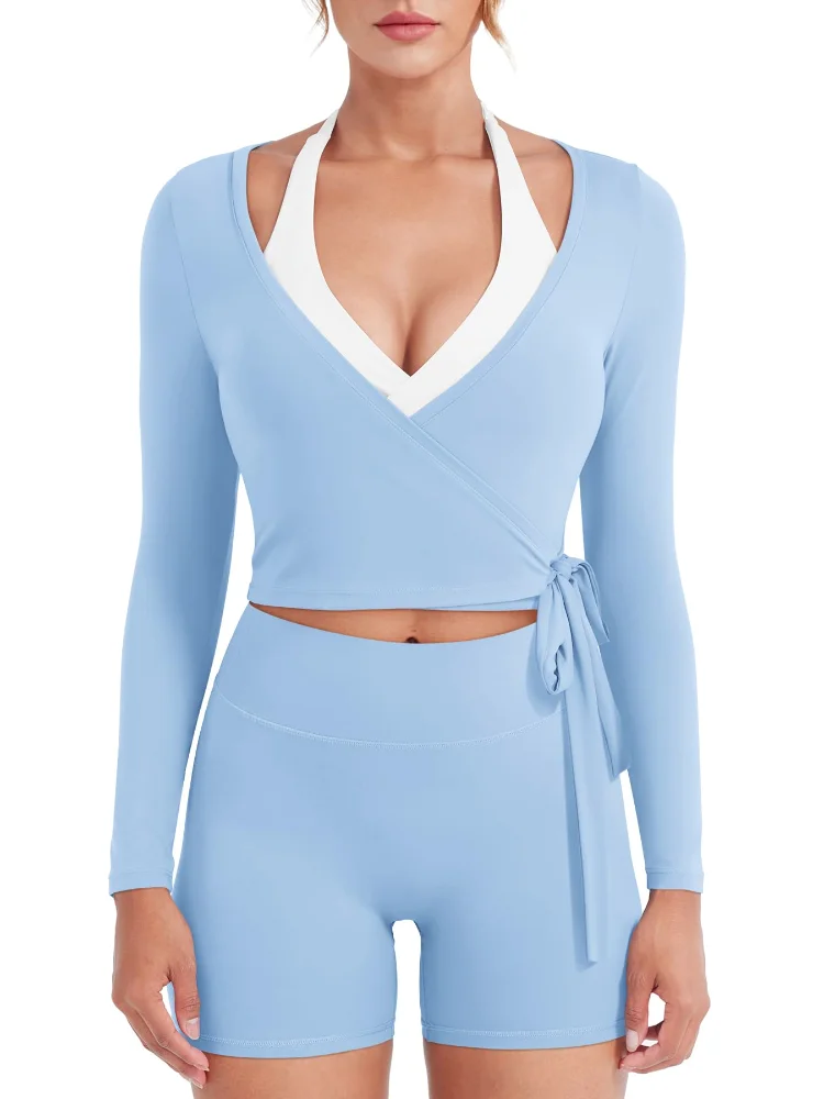 VOYJOY Long-Sleeve Ballet Wrap Top, view 2