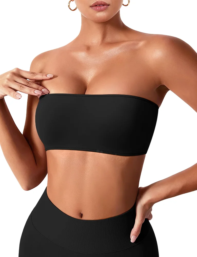 VOYJOY Ribbed Bandeau Bra, view 3
