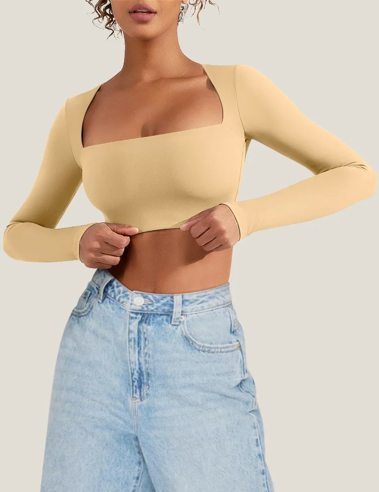 VOYJOY Square-Neck Crop Top, view 2