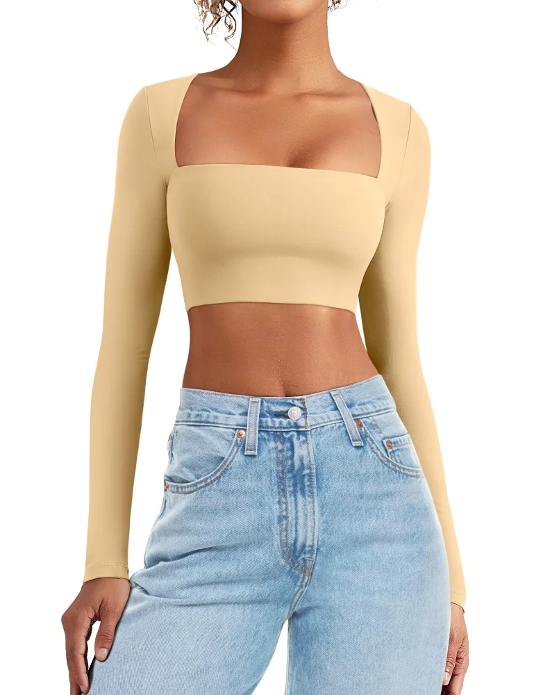 VOYJOY Square-Neck Crop Top