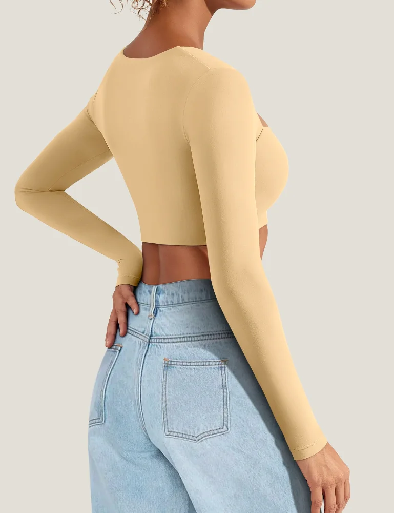 VOYJOY Square-Neck Crop Top, view 3