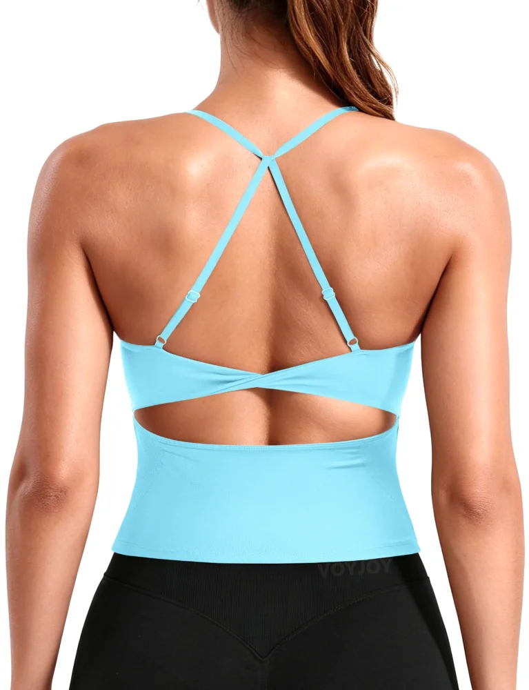 VOYJOY Twist-Back Crop Tank, view 3